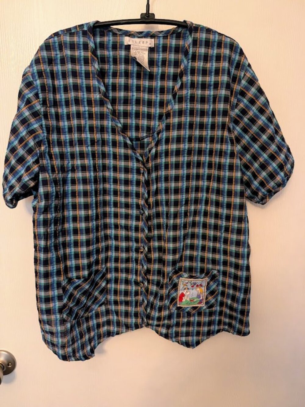 Vintage Esleep plaid pajama top Size XL